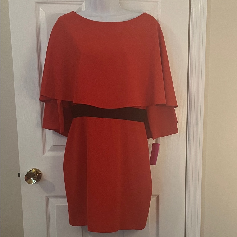 Alice + Olivia Red Midi Dress with Black Accent